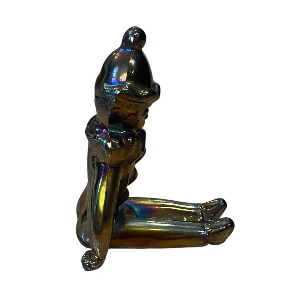 Vintage Fenton Sitting Clown Purple Iridescent Carnival Glass 4 5/8”